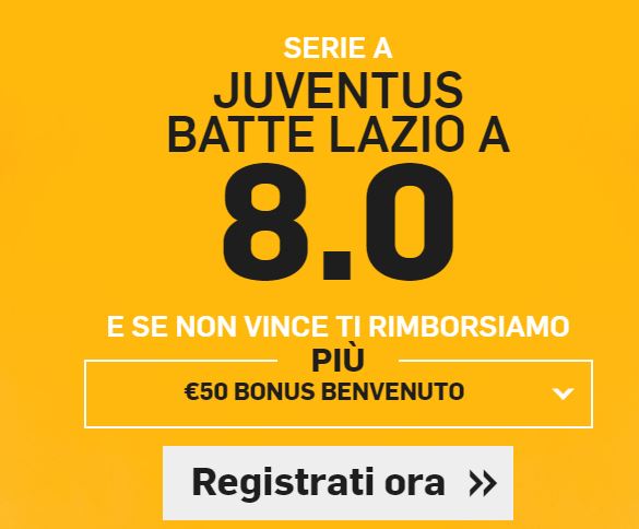 Juve batte Lazio a 8.0 Bonus scommesse Serie A