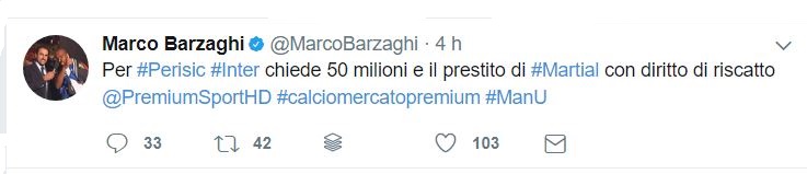 tweet di Barzaghi su Perisic