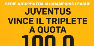 La Juventus e il triplete: quota 100.0 da Betfair Juventus triplete quota