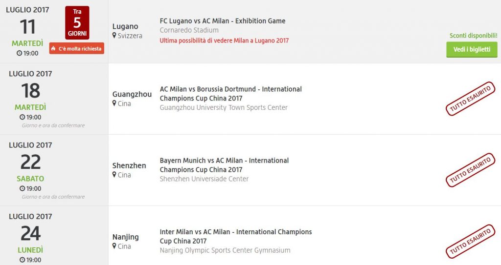 Biglietti Lugano-Milan