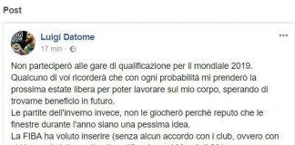 Nazionale, capitan Datome non risponderà alla convocazione di Sacchetti Nazionale Datome non risponderà alla chiamata di Sacchetti