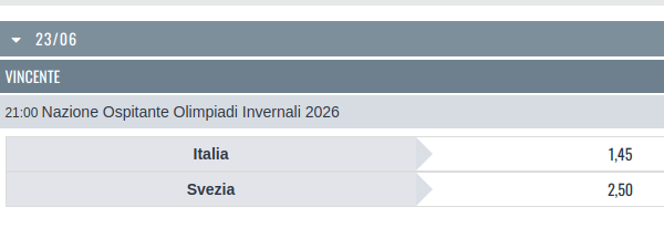 Quote Snai Olimpiadi