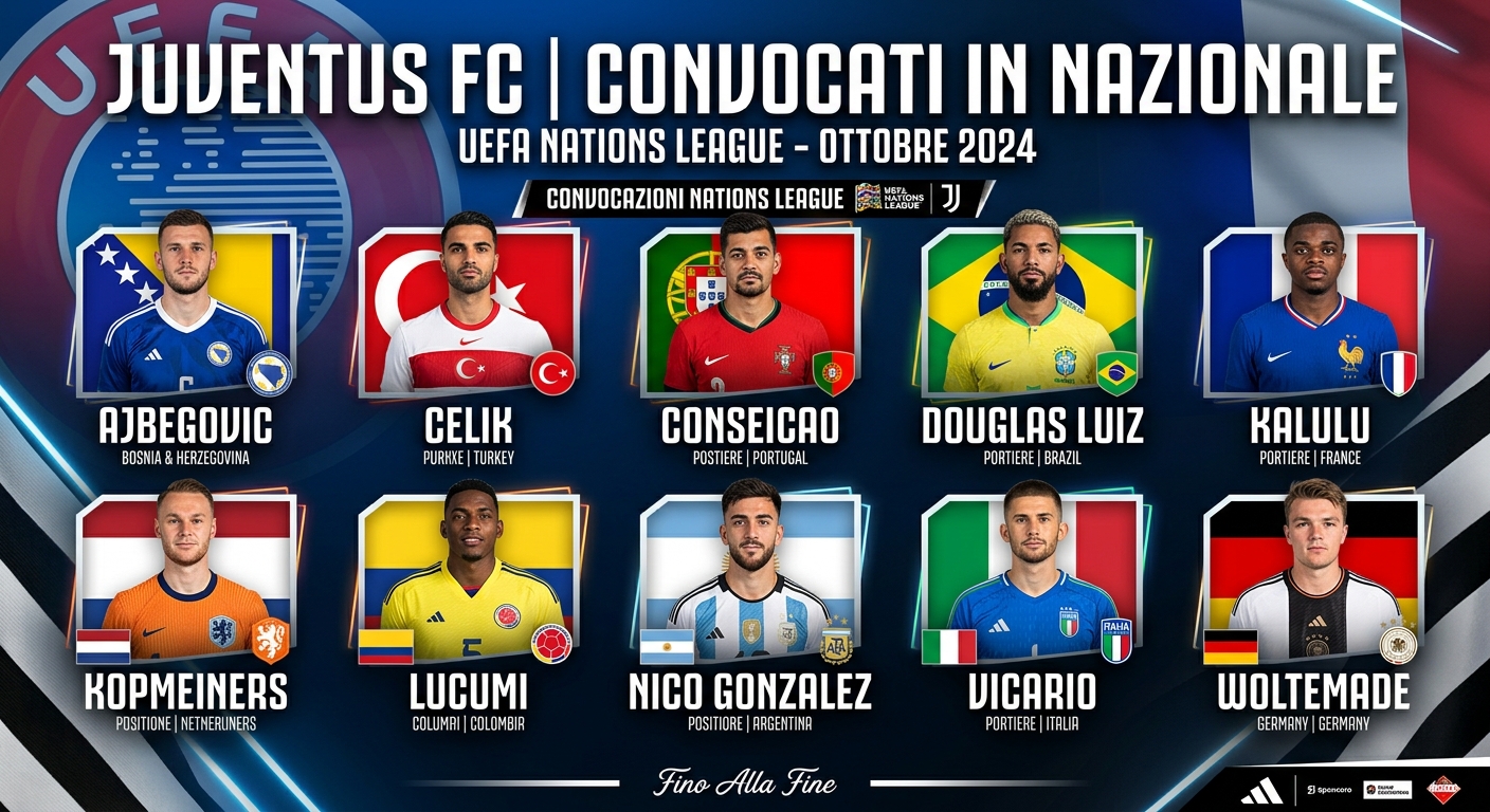 I convocati della Juventus in nazionale per la Nations League (settembre-ottobre 2026): infortunati e non selezionati restano a casa
