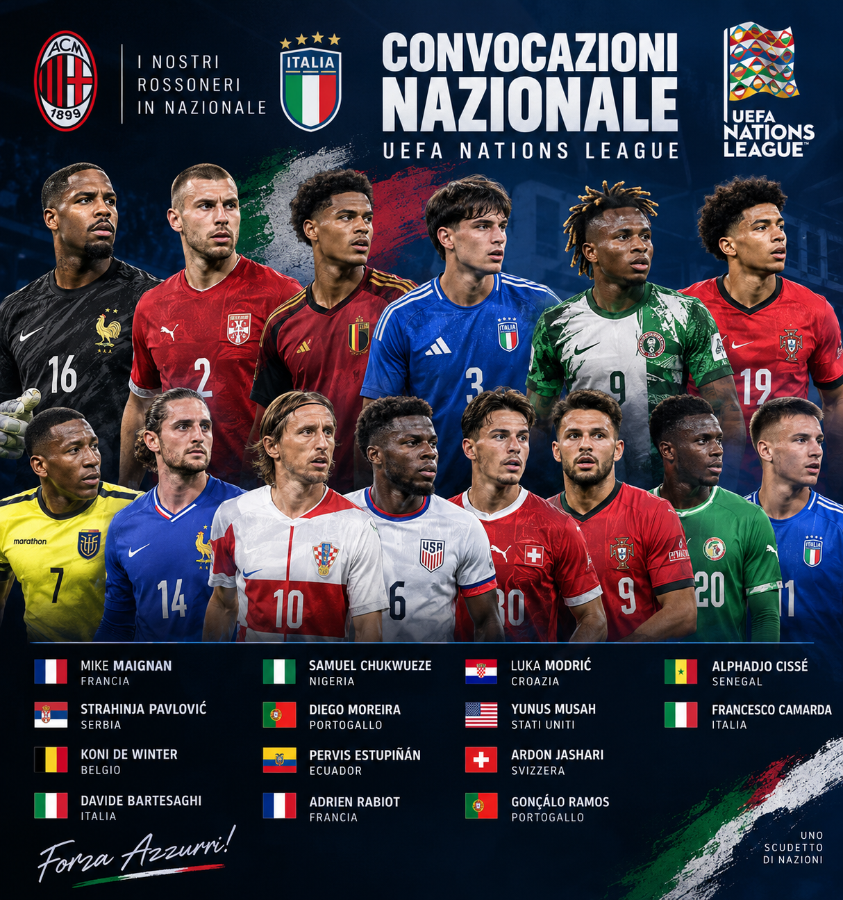 I convocati del MiIan in nazionale per la Nations League (settembre-ottobre 2026). Pulisic resta a Milanello